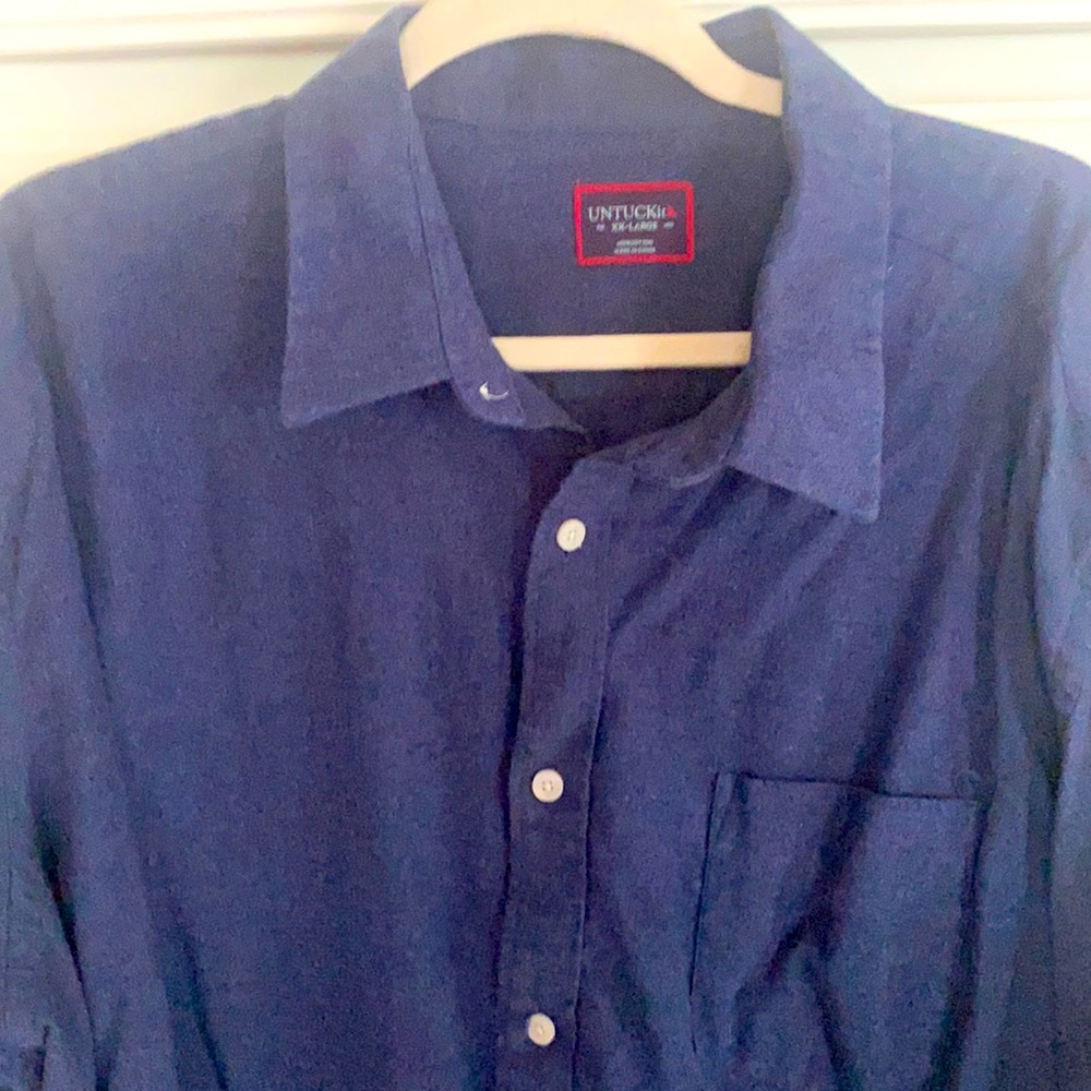 Untuckit navy 100% cotton brushed navy xxl